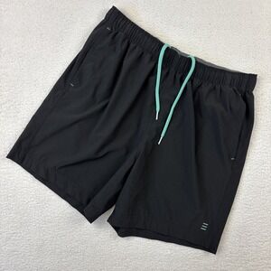 FREE FLY 'Breeze Shorts' Mens Large Black Elastic Waist 8" Athletic Lightweight